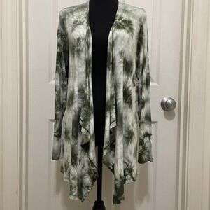 NEW‎ Torrid Super Soft Knits Open Front Cardigan Tie Dye Olive Green Waterfall 0